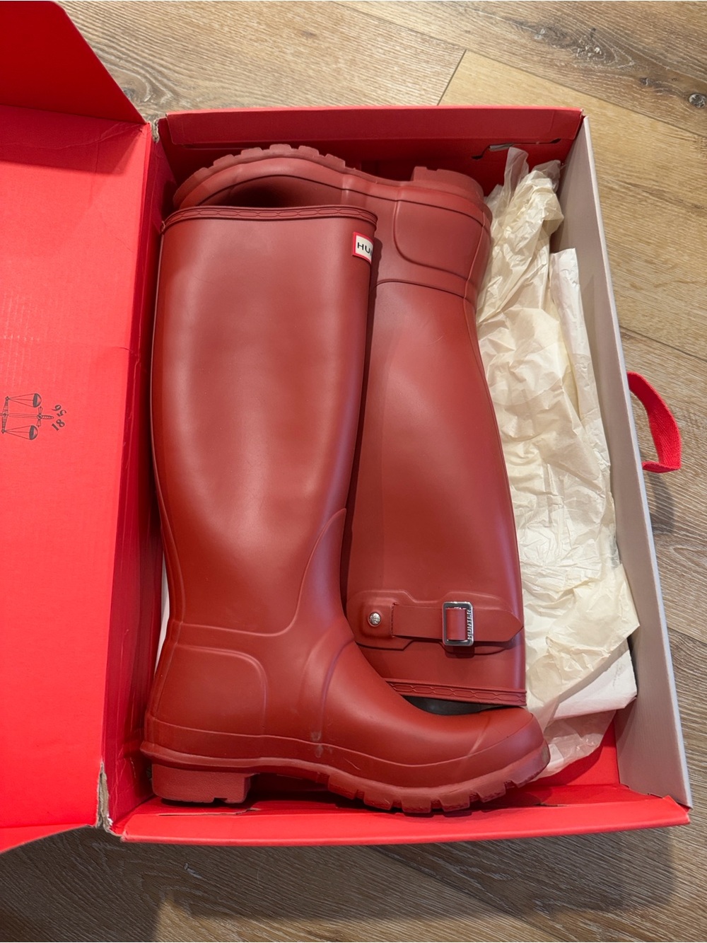Hunter Military Red Tall Rain Boots